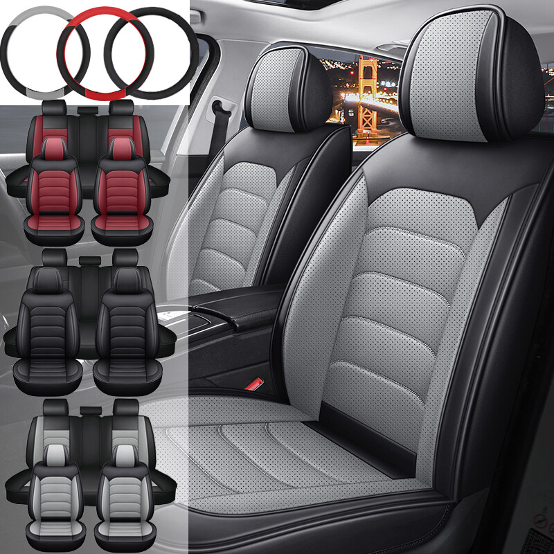 For Toyota RAV4 Front + Rear Car Seat Covers 5-Seats Protector Leather Full Set