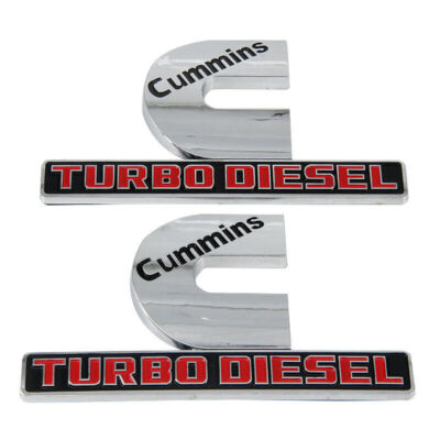 2x OEM Cummins Turbo Diesel for RAM 2500 3500 Fender Emblem Badge Chrome