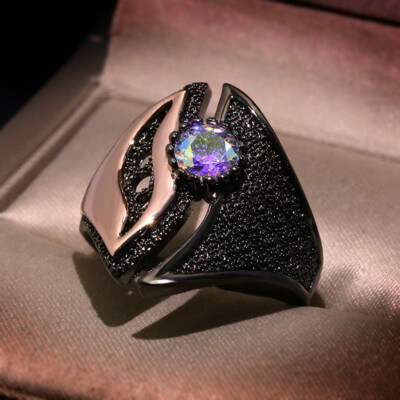 Gorgeous Black Gold Filled Wedding Rings Women Jewelry Diamonds Rings Sz 6-10