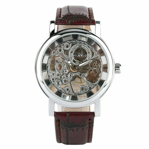 Winner Mens Automatic Mechanical Watch Luxury Analog Windup Casual Leather Strap