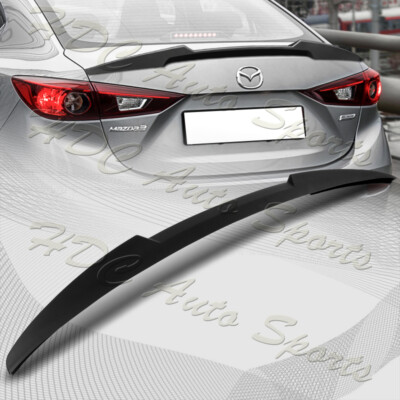 For 2014-2018 Mazda 3 Sedan W-Power Matt Black V-Style Trunk Lid Spoiler Wing