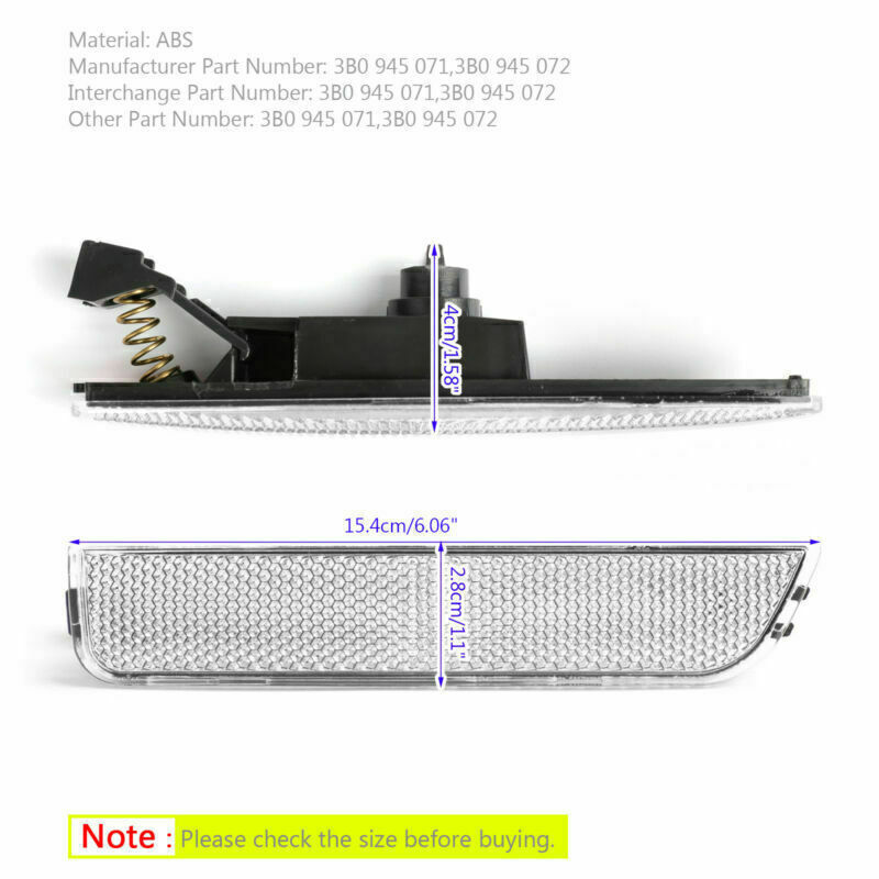 Fits 2001-2005 VW Passat B5.5 Pair Front Bumper Side Marker Lights White #8