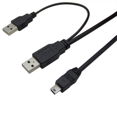 70CM USB 2.0 A Male to Mini USB B 5 pin +USB 2.0 A Data Charge Y Splitter Cable