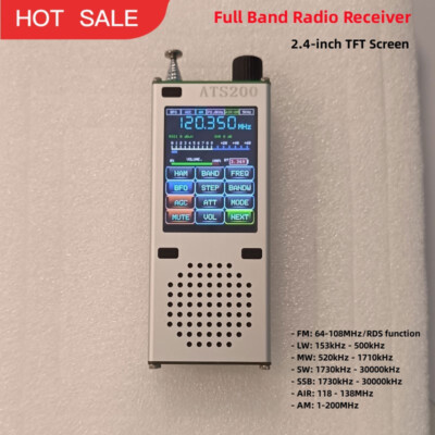 ATS200 Full Band Radio Receiver Aviation Band Radio SSB LSB FM AM 2.4-in TFT