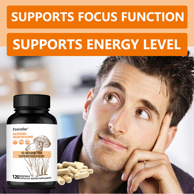 10x Mushroom Complex Supplement - Lions Mane, Reishi, Shiitake, Immune Capsule