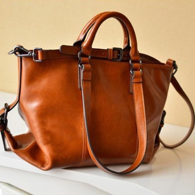  Fashion Women Handbag Lady Shoulder Bag Tote Purse Vintage Oiled Leather Brown