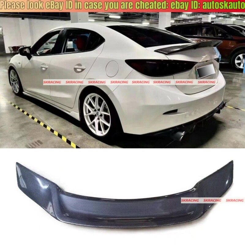 For Mazda 3 Axela Sedan 14-18 Carbon Fiber Rear Trunk Spoiler Lip