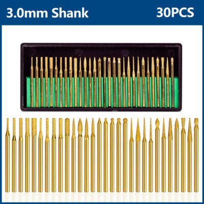 30Pcs Diamond Burr Bits Drill Set Rotary Multi Tool Accessories Kit For Dremel