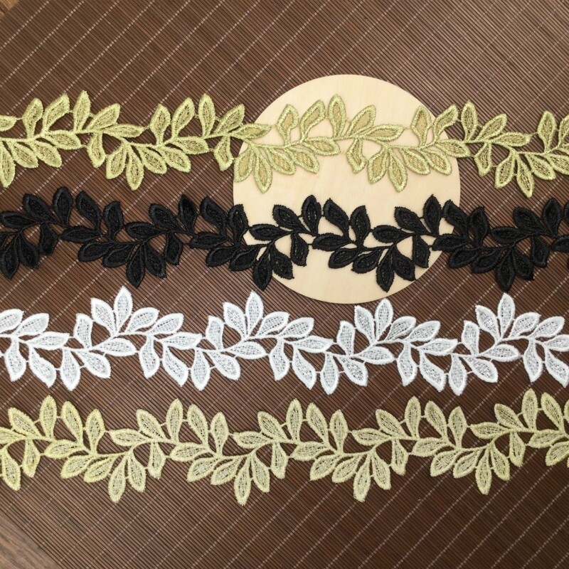 Lace Leaf Trims Ribbon Edging Embroidery Floral DIY Craft Sew Fabric Gold Multi