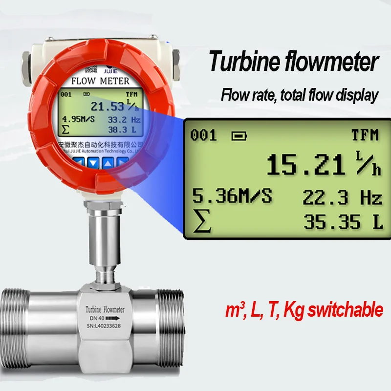 Digital Turbine flow Meter for oil fuel Hot Water 1 2 inch with LCD Display High