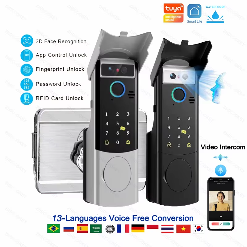 Outdoor Waterproof Smart Tuya Wifi Lock 3D Face Recognition Digital Code Fingerp
