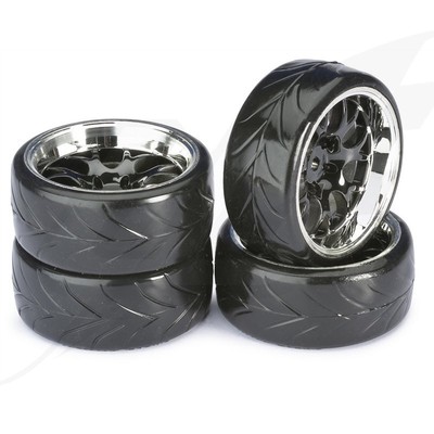 [FR] Absima Wheel Set Drift LP '' Comb / Profile A'' black/chrome 1:10 (4 pcs) - 2