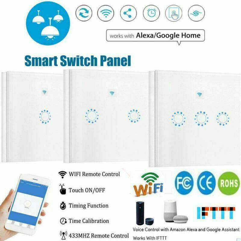 EU Weiß Smart WIFI Touch Alexa Lichtschalter Wandschalter APP Fernbedienung NEU