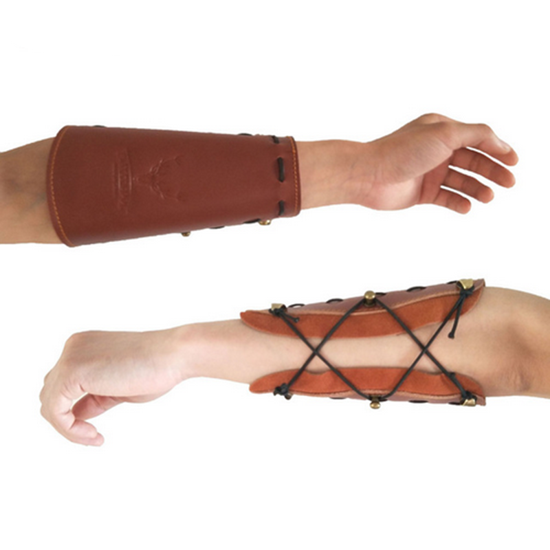 Archery Arm Guard Protector Gear Traditional Leather Bracer For Recurve Bow Hunt