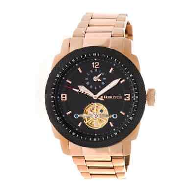 Автоматические мужские часы Heritor Helmsley из стали с черным циферблатом цвета розового золота HR5004