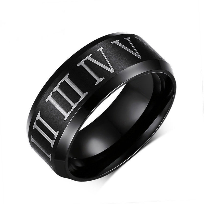 8mm Titanium Steel Rings Womens Mens Band Black /& Gold Fashion Jewelry Size 6-12