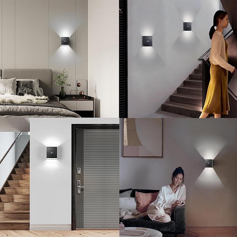 1-4 Pack Wall Lights Dimmable Indoor Rechargeable Up and Down Lamp Sconce