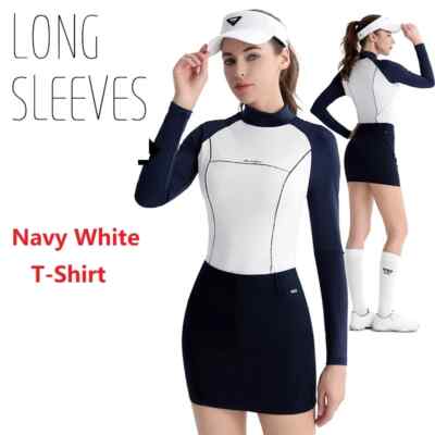 Women Sunscreen Long Sleeve Tops Ice Silk Golf Shirts Slim Pencil Skirt A-lined