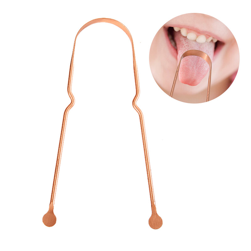 1Pc Simple Copper Tongue Scraper Cleaner Fresh Breath Dental Cleaning To-KW