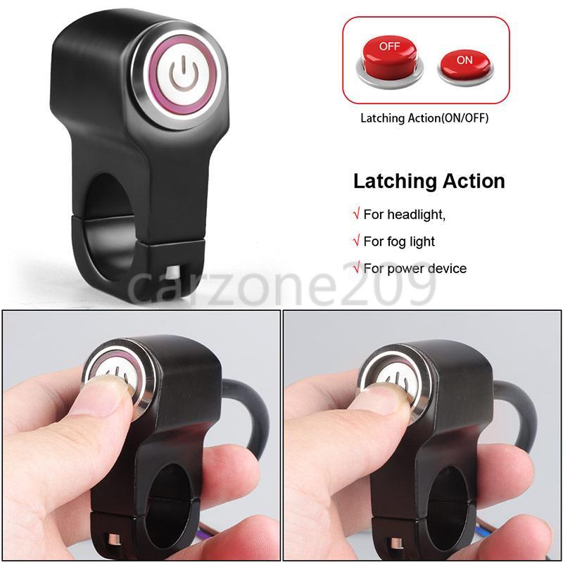 Motorcycle Handlebar 12V Dirt Bike Light Switch On/Off LED- Fits 7/8" Handlebars
