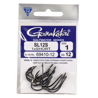 Gamakatsu Saltwater Series SL12S 1X Short Hook - Free Shipping Options