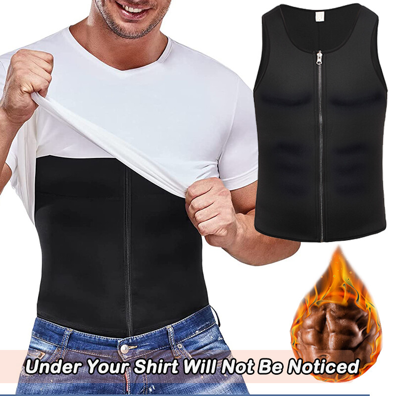 For Men Sauna Vest Tank Tops Slimming Body Shaper Waist Trainer Gym