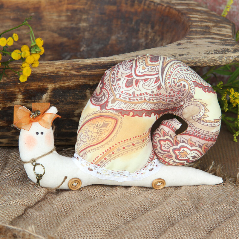 Design Stoff-Schnecke Tilda-Stil 20 cm Dekoschnecke Shabby Schnecke Handarbeit