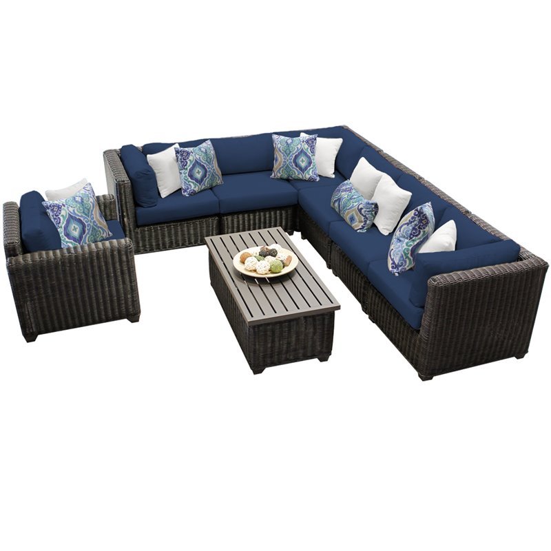 Venice 8 Piece Outdoor Wicker Patio Furniture Set 08b In Navy For Sale Online Ebay