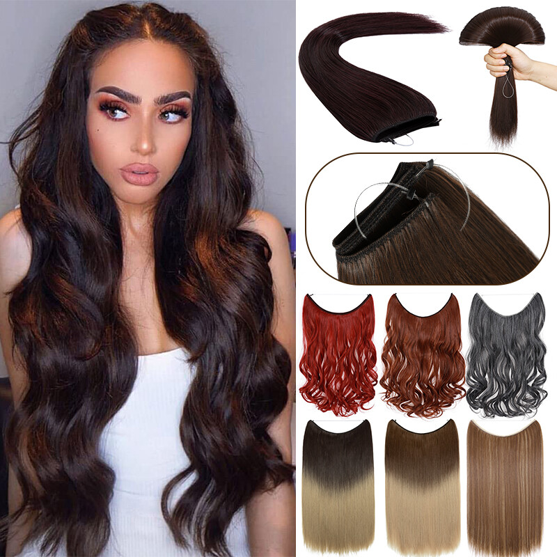 US Wire In Hair Extensions Elastic Band Secret Miracle Ring Real as Human Thick