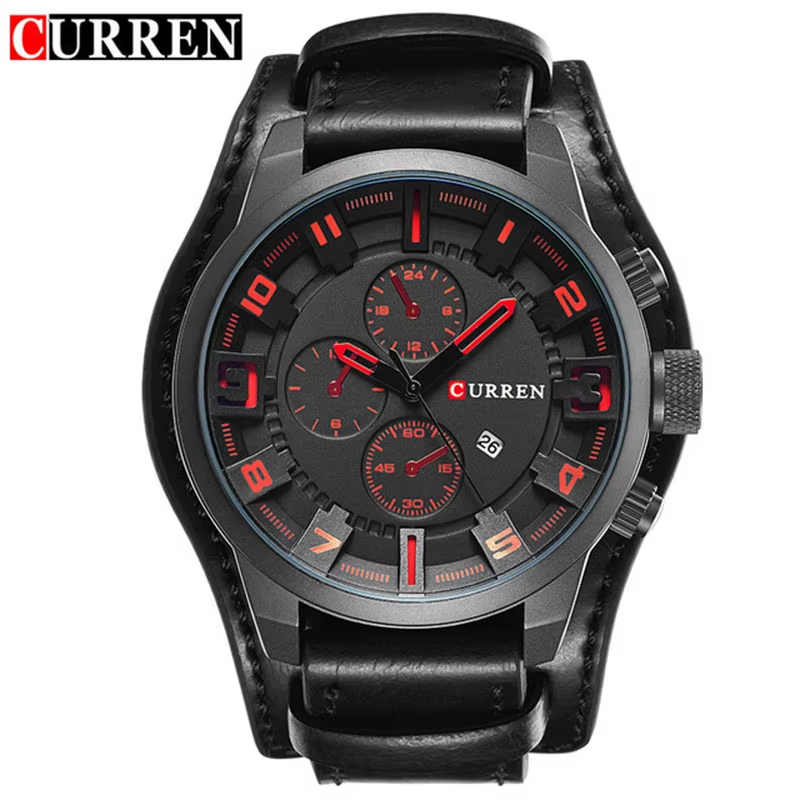 New Watches  Luxury Brand Men Watch Leather Strap Fashion Quartz-Watch Casual Sp