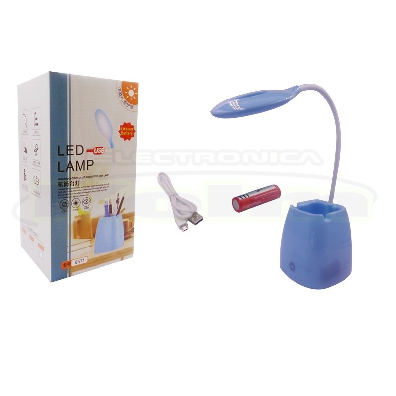 Lampada Da Tavolo Scrivania Touch Luce 16 Led Ufficio Studio Portapenne 6570 hsb