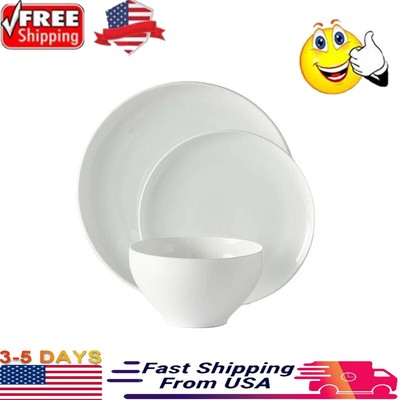12 Piece Porcelain Dinnerware Set Kitchen Dish Dinner Plates Dishwasher Safe US