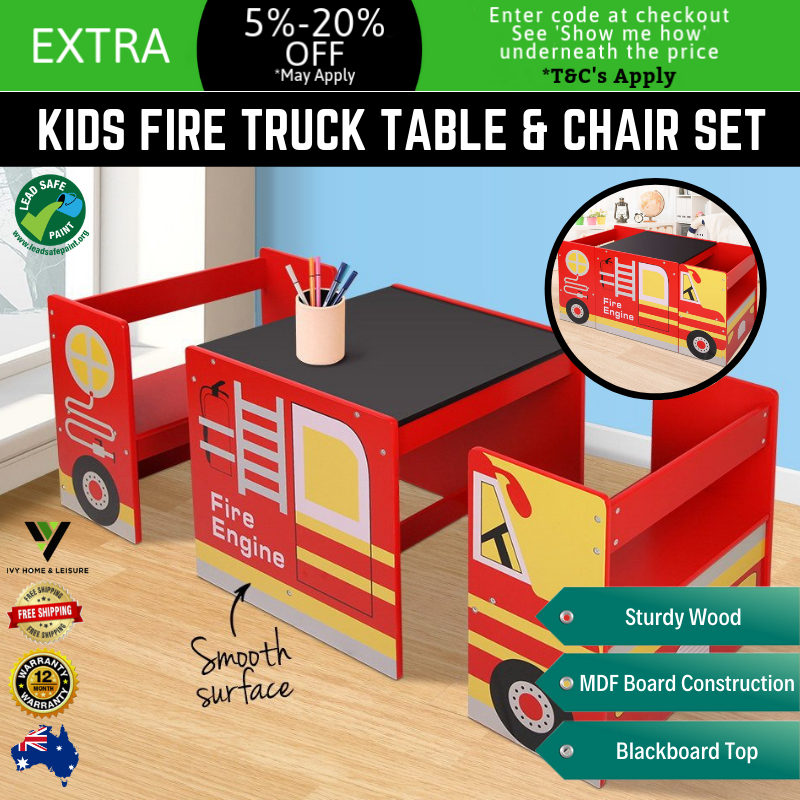 Desk Truck Toddler Set And Study Activity Chair Play Fire Engine