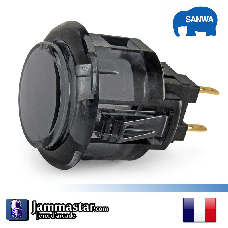 Boutons Arcades Originaux Sanwa Denshi Obsc-24 - Genuine Sanwa - Noir - Black