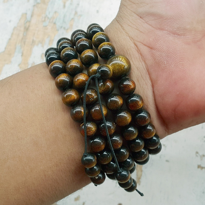 Golden Black Coral 108 Prayer Beads Genuine 9 MM Indonesian Sea Willow