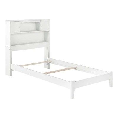 AFI Newport Twin Bookcase Solid Wood Bed with USB Charging Station in White