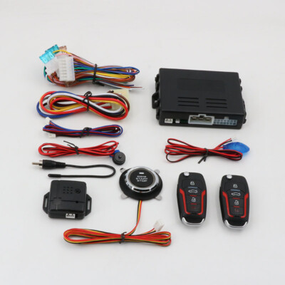 12V Car Keyless Entry Engine Start Alarm System Push Button Automatic Induction