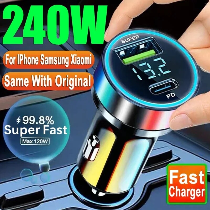 USB Type-C Car Charger Fast Charge Adapter For iPhone Androi
