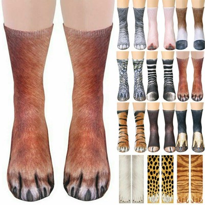 Womens Men Tiger Cat  Animal Paw Slipper Socks Xmas.