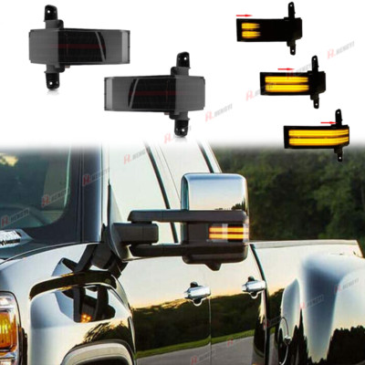Sequential Smoked LED Side Mirror Light For 14-19 Chevy Silverado GMC Sierra HD