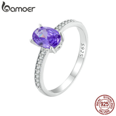 BAMOER 925 Sterling Silver Exquisite Tanzanite Wedding Party Ring Women Gift