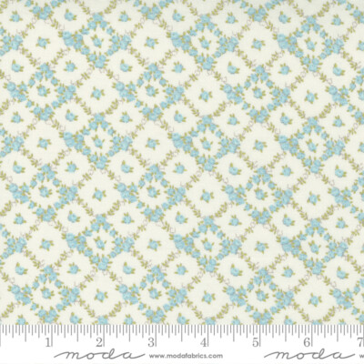 Moda COTTAGE LINEN 18732 13 Blue Floral  BRENDA RIDDLE Quilt Fabric SHABBY CHIC