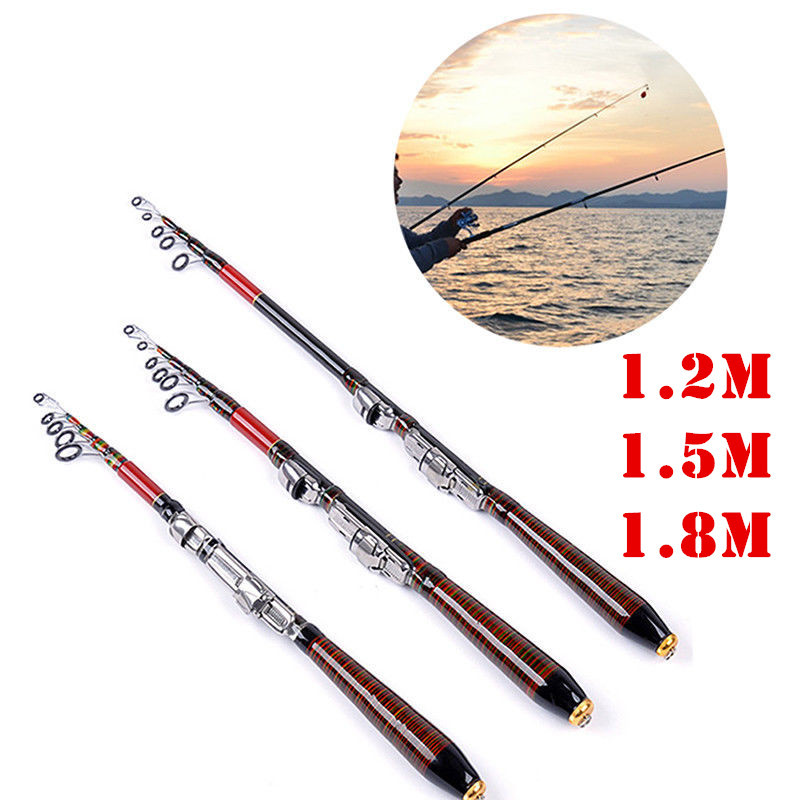 Portable Carbon Fiber Ultralight Travel Telescopic Fishing Rod Sea Spinning Pole