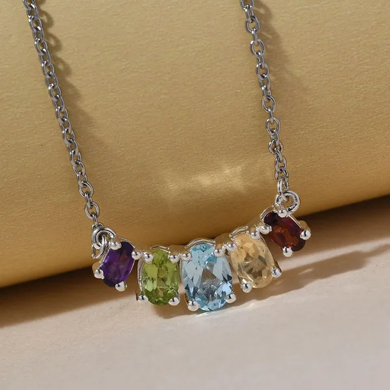 925 Sterling Silver Oval Sky Blue Topaz Necklace for Women Cttw 1.9 Fashion Gift 18