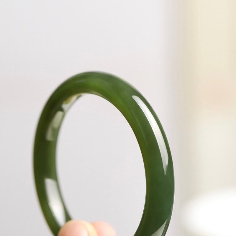 Pre-owned Jade Certified Nature Grade A Icy Lake Green Hetian  Ite Bracelet Bangle 56mm