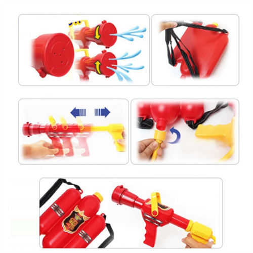 Firefighter Fireman Backpack Water Gun Toy For Kids Water Squirt Outdoor Summer