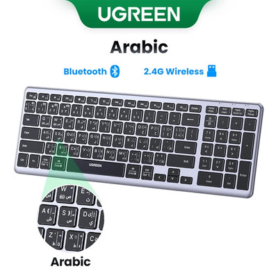UGREEN Keyboard Wireless Bluetooth 5.0 2.4G Russian/Korean/Arabic/EN 99 Keycaps
