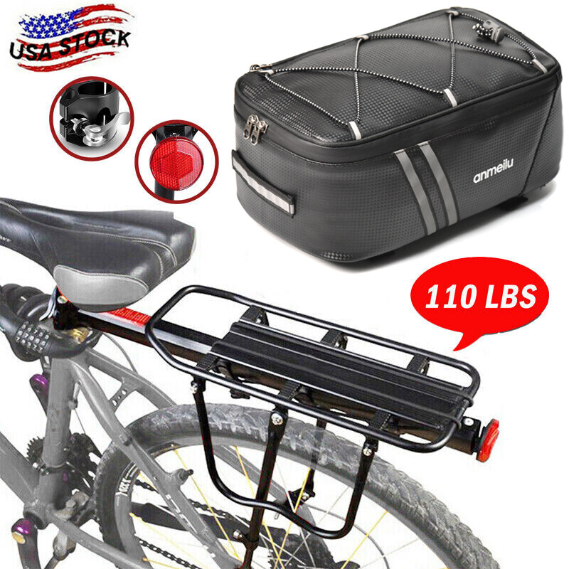 Bike Rear Carrier Rack+Bag Mountain Road Bicycle Pannier Luggage Cargo Holder