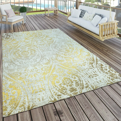 World Menagerie Teppich Chickerell Gelb Creme Kurzflor Langflor Läufer Wohnzimme