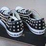Pre-owned Converse Genuine  All-star Row-top With Studs Sneakers Sheos Black
